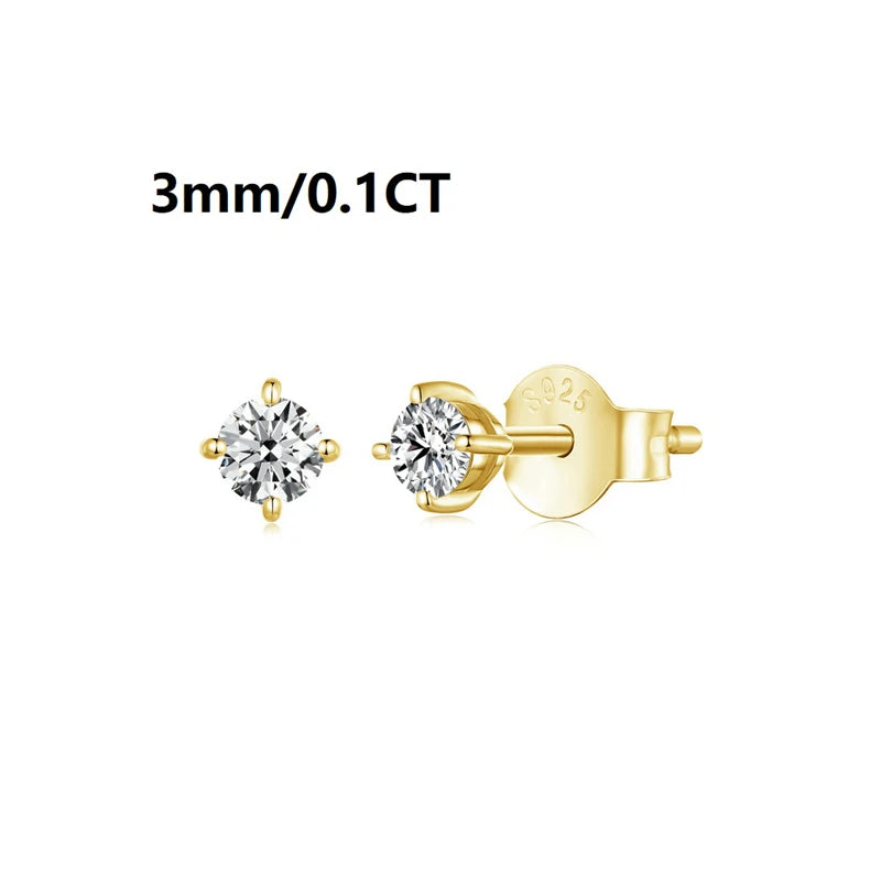 Sterling Silver Solitaire Moissanite Stud Earrings
