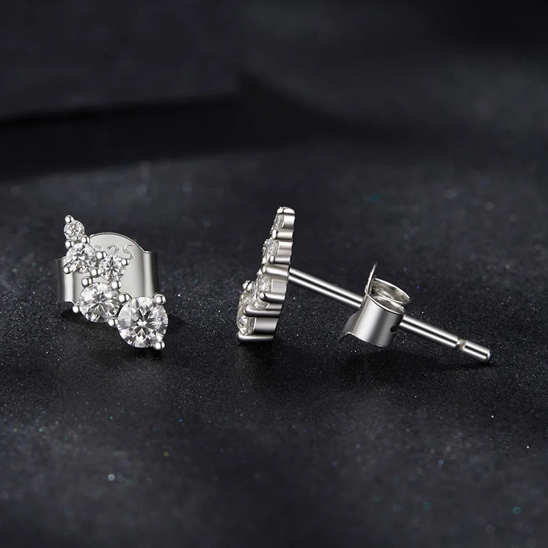 Sterling Silver Bubble Design Moissanite Stud Earrings