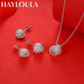 Sterling Silver Ball Necklace & Stud Earring Set