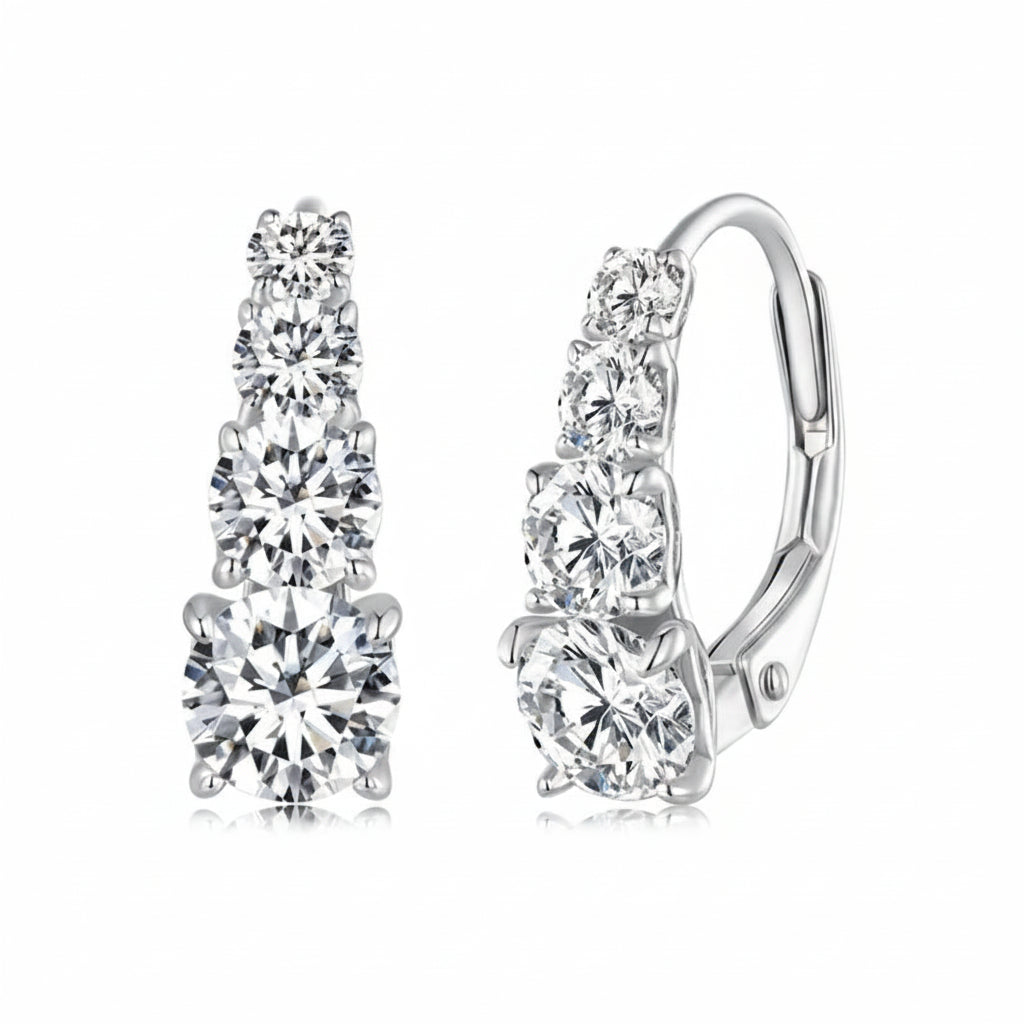Boucles d'oreilles créoles en argent sterling et moissanite