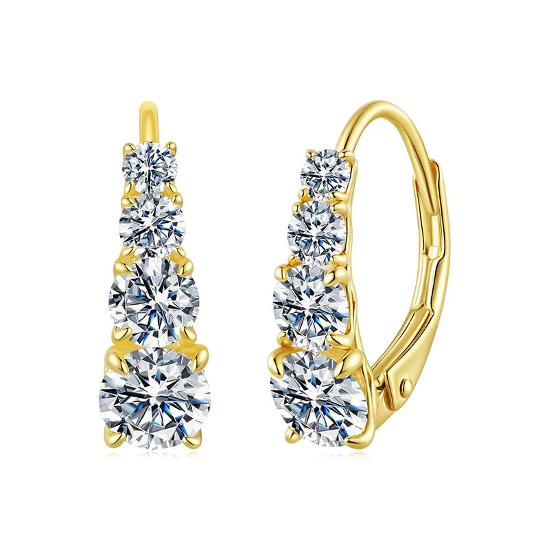 Sterling Silver Moissanite Hoop Earrings
