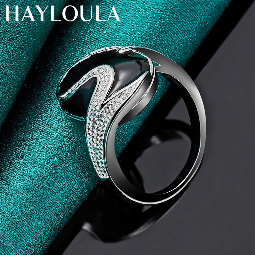 Sterling Silver Round Obsidian Ring