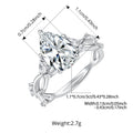Bague en argent sterling avec moissanite taille poire de 3 carats