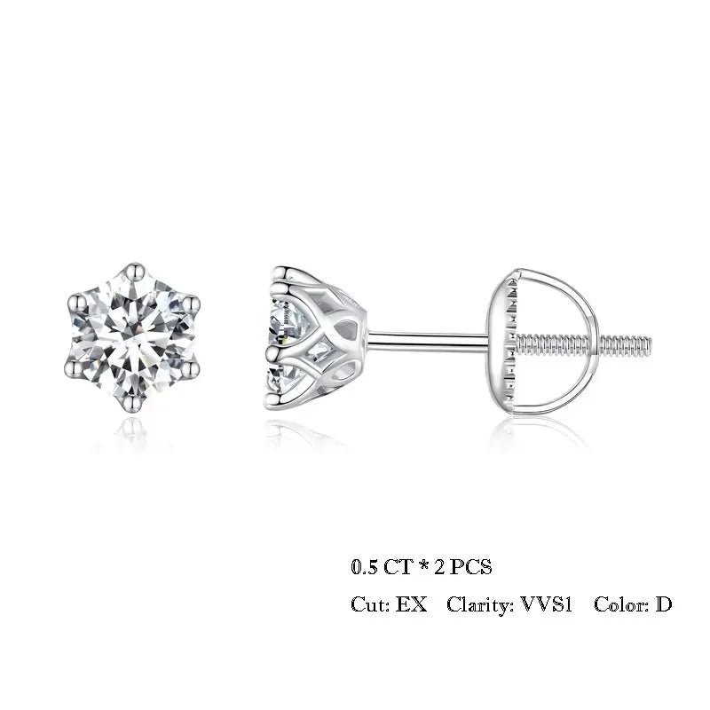 Sterling Silver Flower Moissanite Stud Earrings