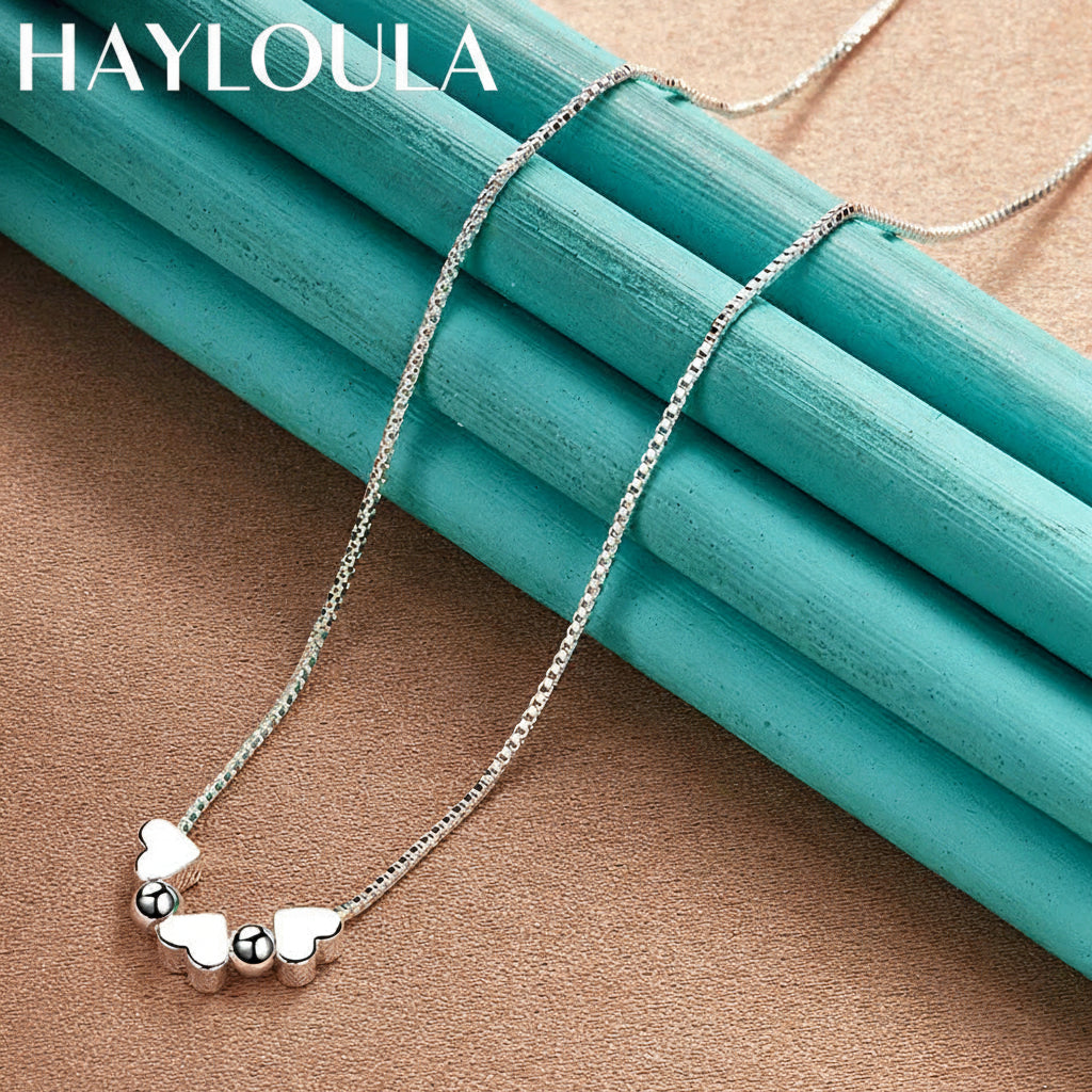 Sterling Silver Heart Snake Chain Necklace