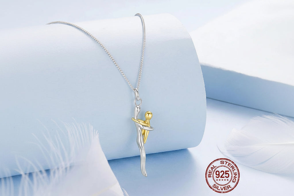 Collier Mère et Enfant en Argent Sterling Bicolore