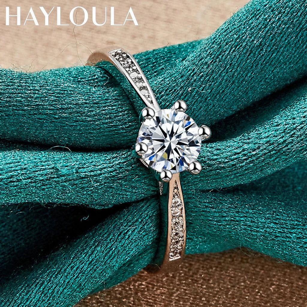 Sterling Silver Six-Claw Zircon Ring