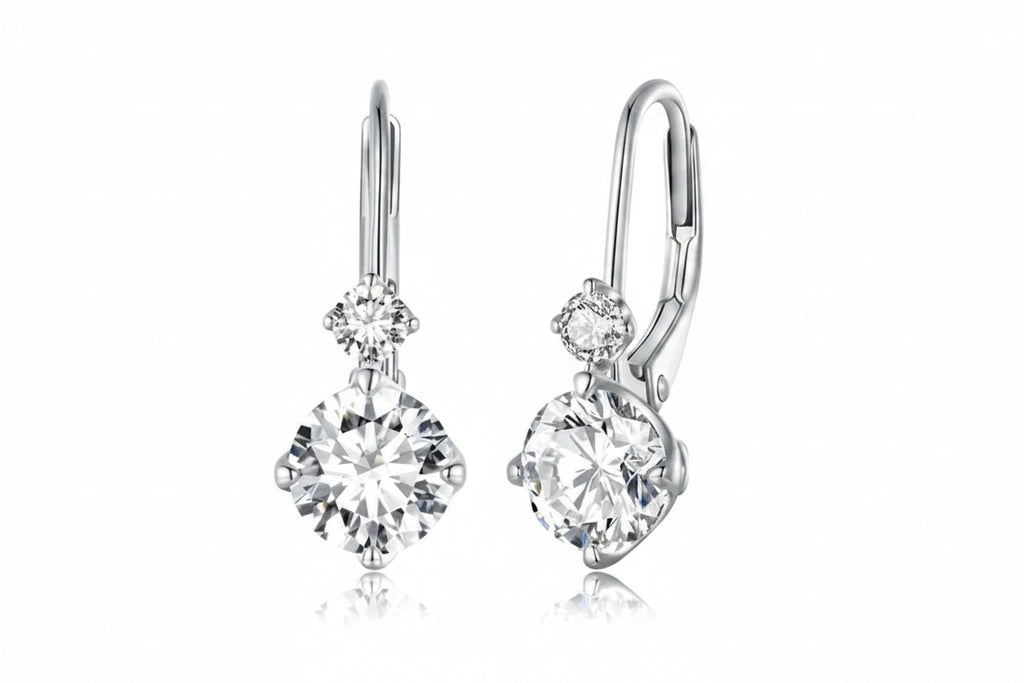 Sterling Silver 1CT Round-Cut Moissanite Hoop Earrings