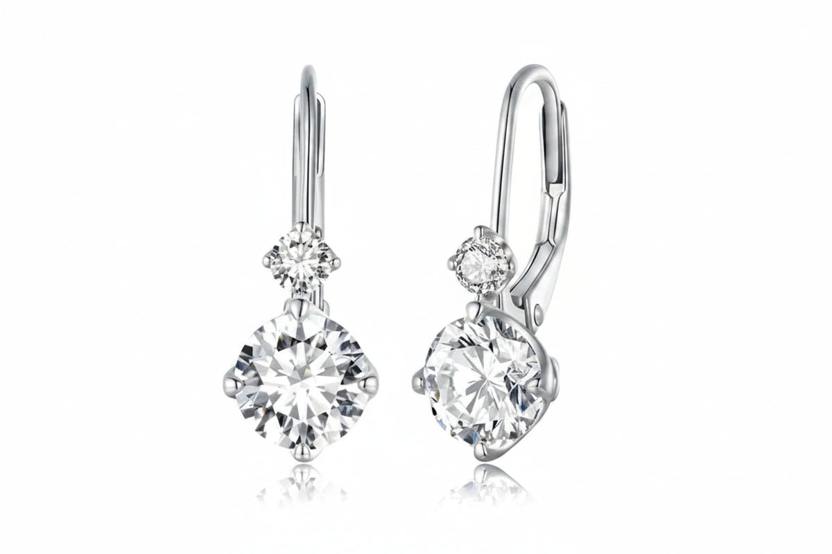 Sterling Silver 1CT Round-Cut Moissanite Hoop Earrings