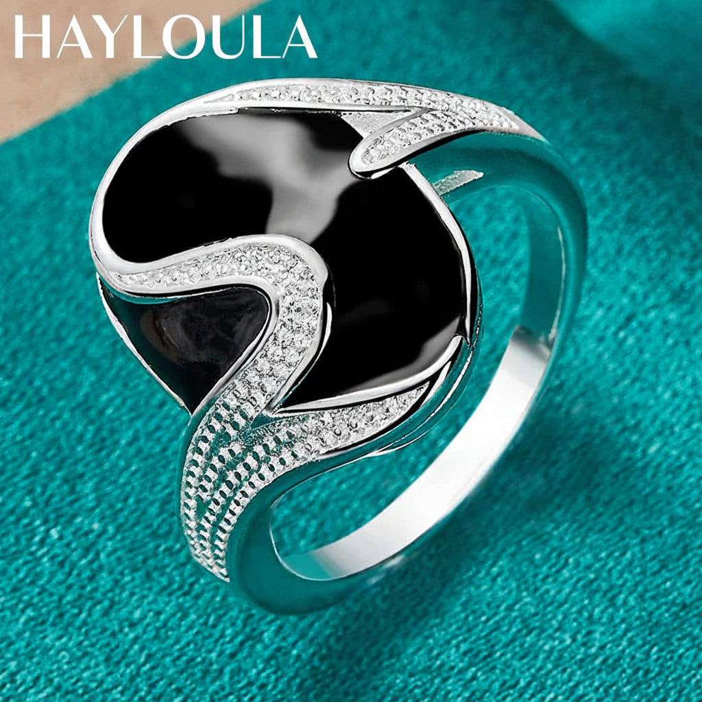 Sterling Silver Round Obsidian Ring