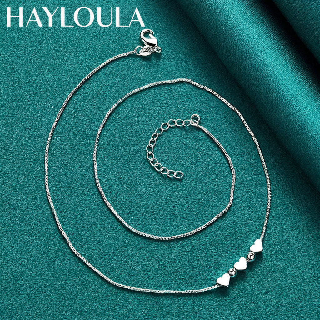 Sterling Silver Heart Snake Chain Necklace