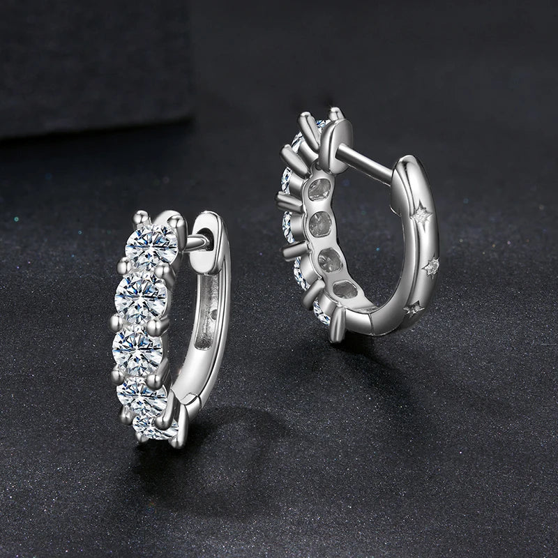Créoles en argent sterling avec 5 pierres de moissanite
