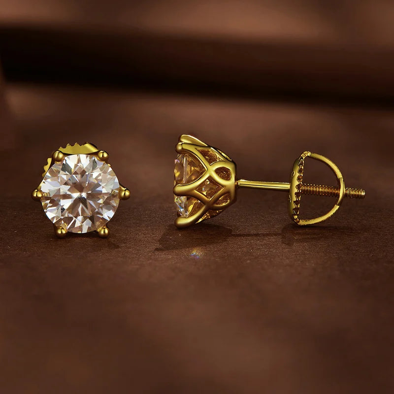 Boucles d'oreilles clous en argent sterling et moissanite en forme de fleur