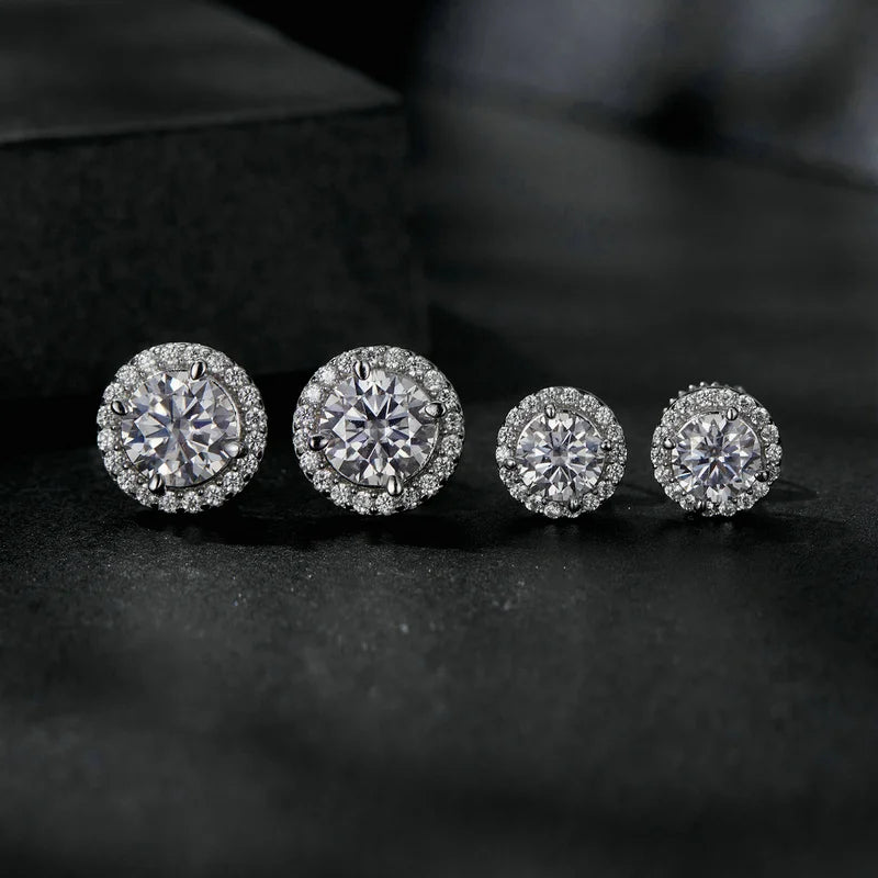 Sterling Silver Moissanite Engagement Stud Earrings