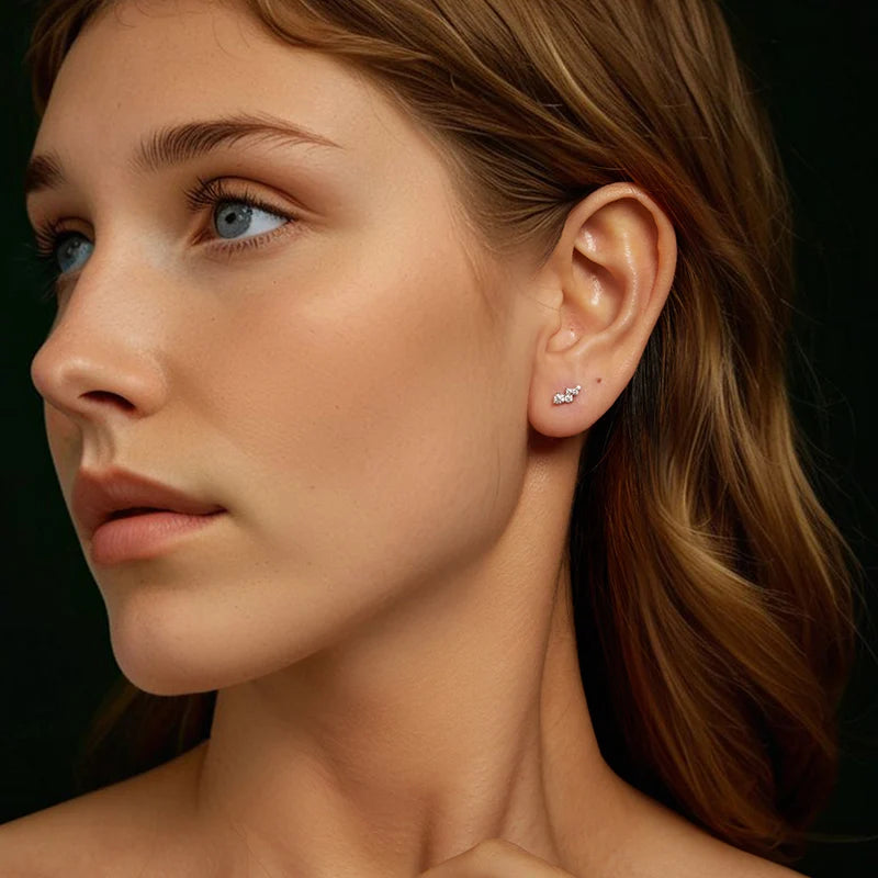Sterling Silver Bubble Design Moissanite Stud Earrings