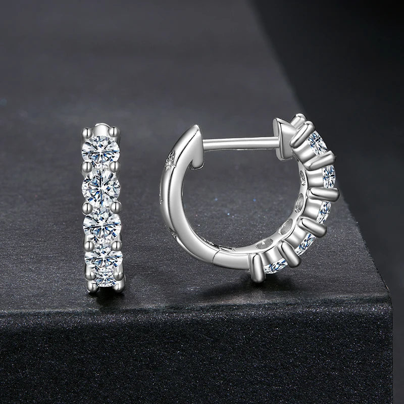 Créoles en argent sterling avec 5 pierres de moissanite