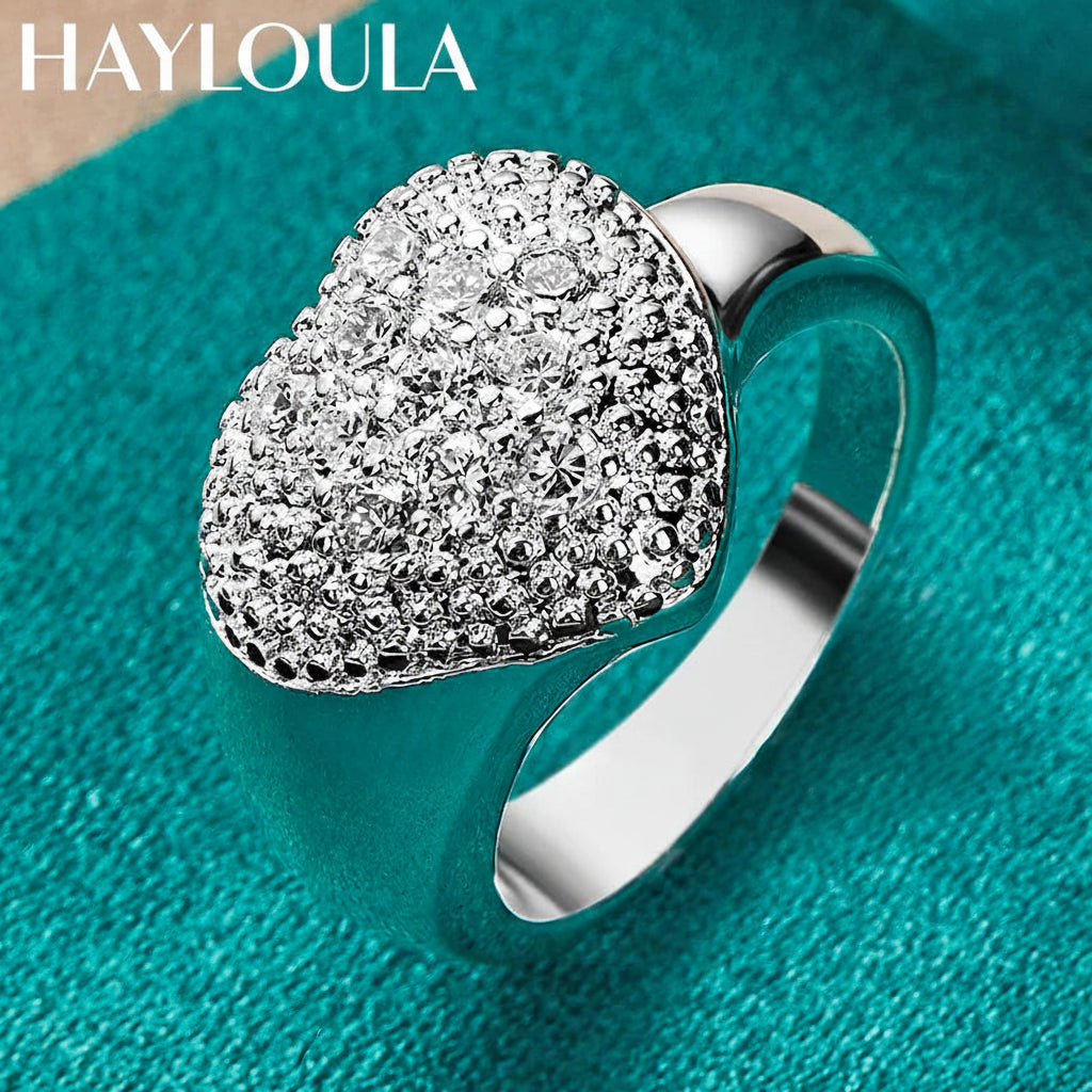 Sterling Silver Heart Zircon Ring