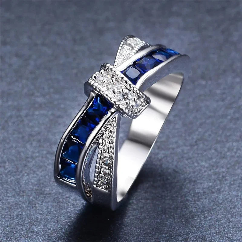 Sterling Silver Crystal Watch-Style Ring