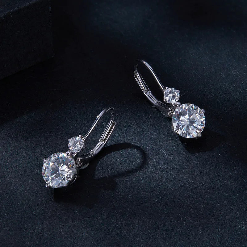 Sterling Silver 1CT Round-Cut Moissanite Hoop Earrings
