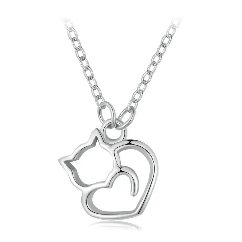 Sterling Silver Cat & Moonstone Pendant Necklace