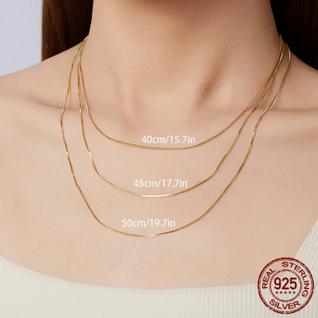 Collier en chaîne boîte en argent sterling plaqué or