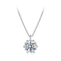 Collier pendentif moissanite en forme de bouton de fleur en argent sterling